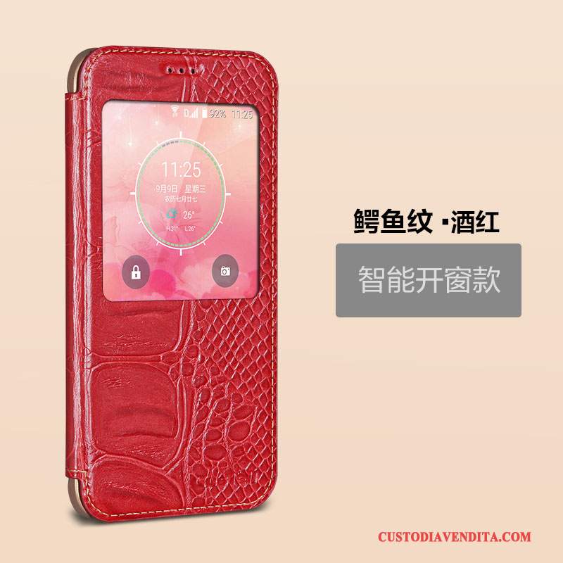 Custodia Samsung Galaxy A8 Folio Affari Rosso, Cover Samsung Galaxy A8 Pelle Telefono