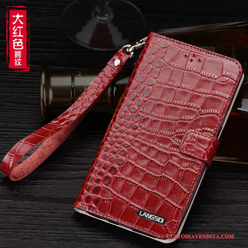 Custodia Samsung Galaxy A8 Folio Ornamenti Appesi Rosso, Cover Samsung Galaxy A8 Pelle Telefono Anti-caduta