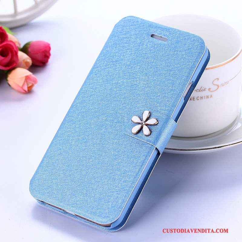 Custodia Samsung Galaxy A8 Folio Telefono Blu Chiaro, Cover Samsung Galaxy A8 Pelle Anti-caduta Nuovo