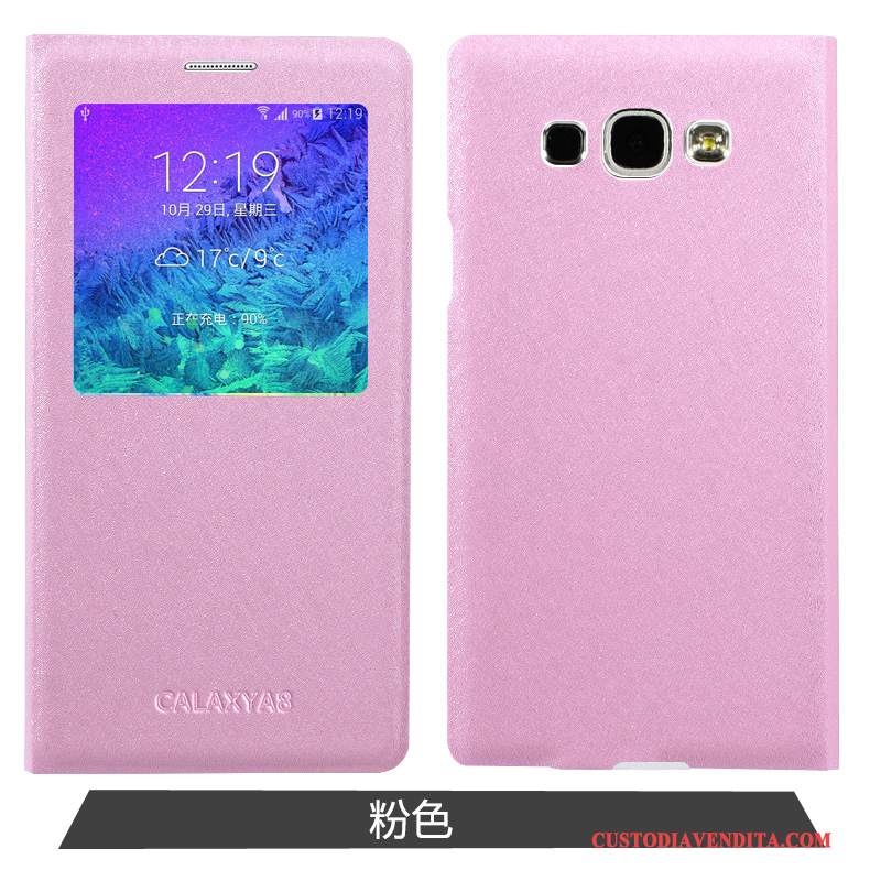 Custodia Samsung Galaxy A8 Protezione Semplici Sottile, Cover Samsung Galaxy A8 Pelle Telefono Rosa