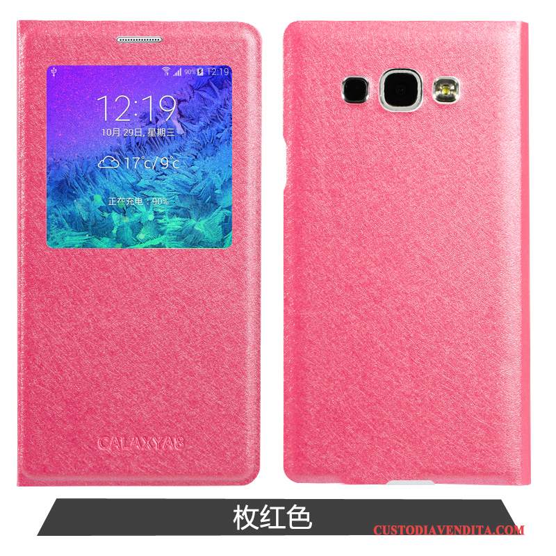 Custodia Samsung Galaxy A8 Protezione Semplici Sottile, Cover Samsung Galaxy A8 Pelle Telefono Rosa