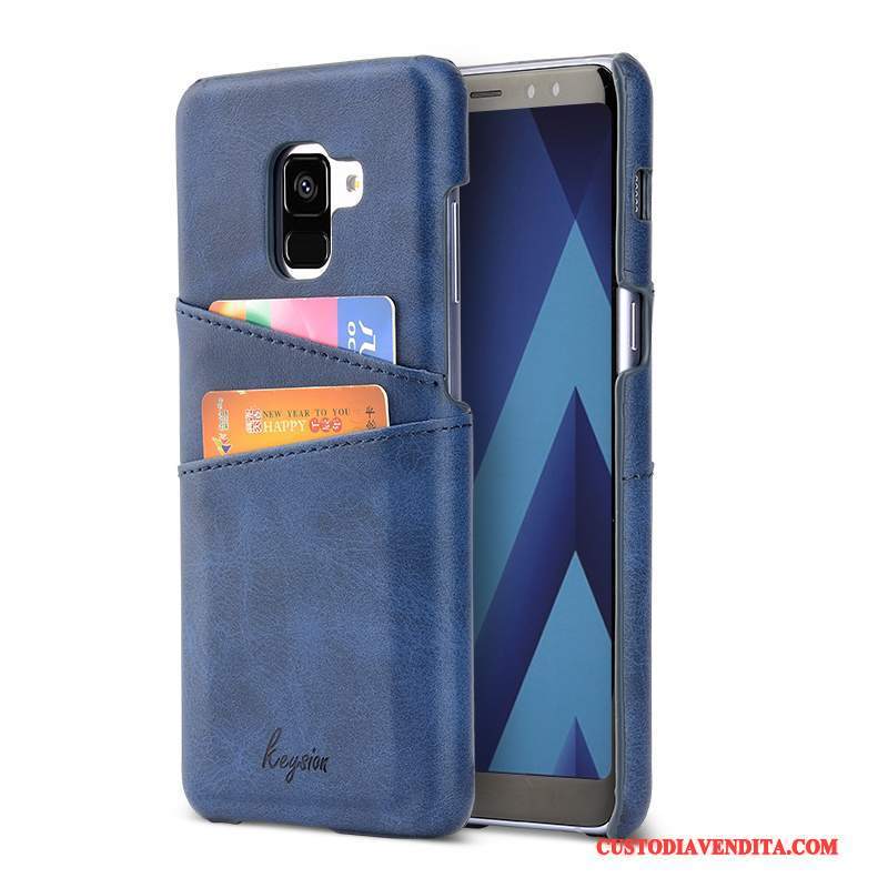 Custodia Samsung Galaxy A8+ Protezione Telefono Arancione, Cover Samsung Galaxy A8+ Pelle Carta Affari