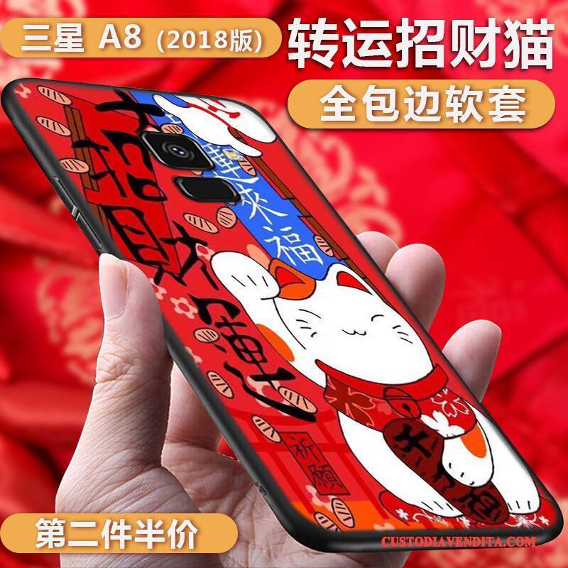 Custodia Samsung Galaxy A8+ Silicone Morbido Ricchezza, Cover Samsung Galaxy A8+ Protezione Telefono Rosso