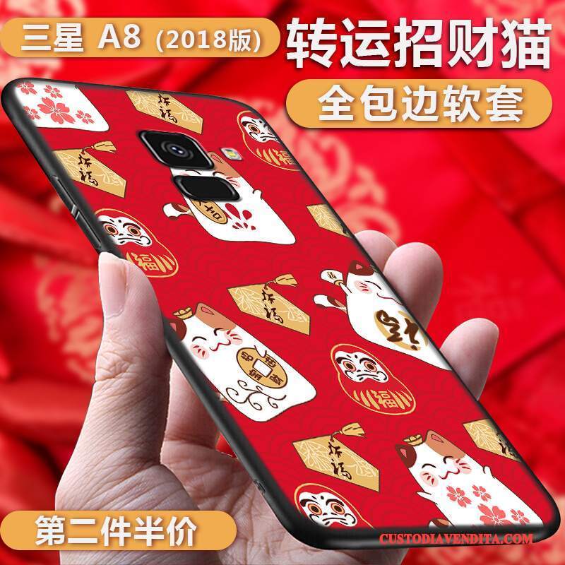 Custodia Samsung Galaxy A8+ Silicone Morbido Ricchezza, Cover Samsung Galaxy A8+ Protezione Telefono Rosso