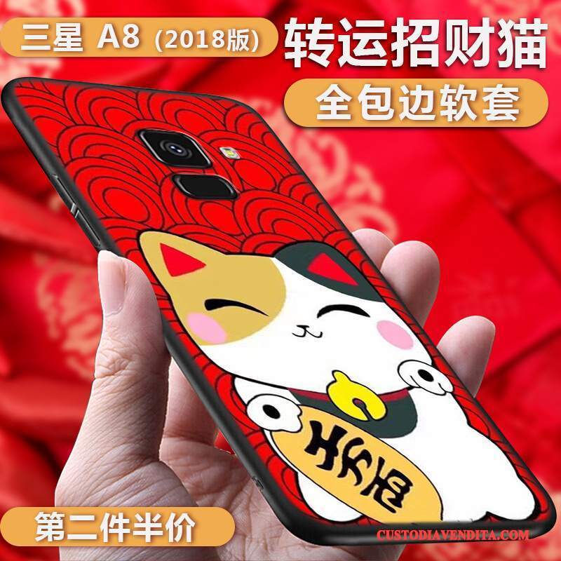 Custodia Samsung Galaxy A8+ Silicone Morbido Ricchezza, Cover Samsung Galaxy A8+ Protezione Telefono Rosso