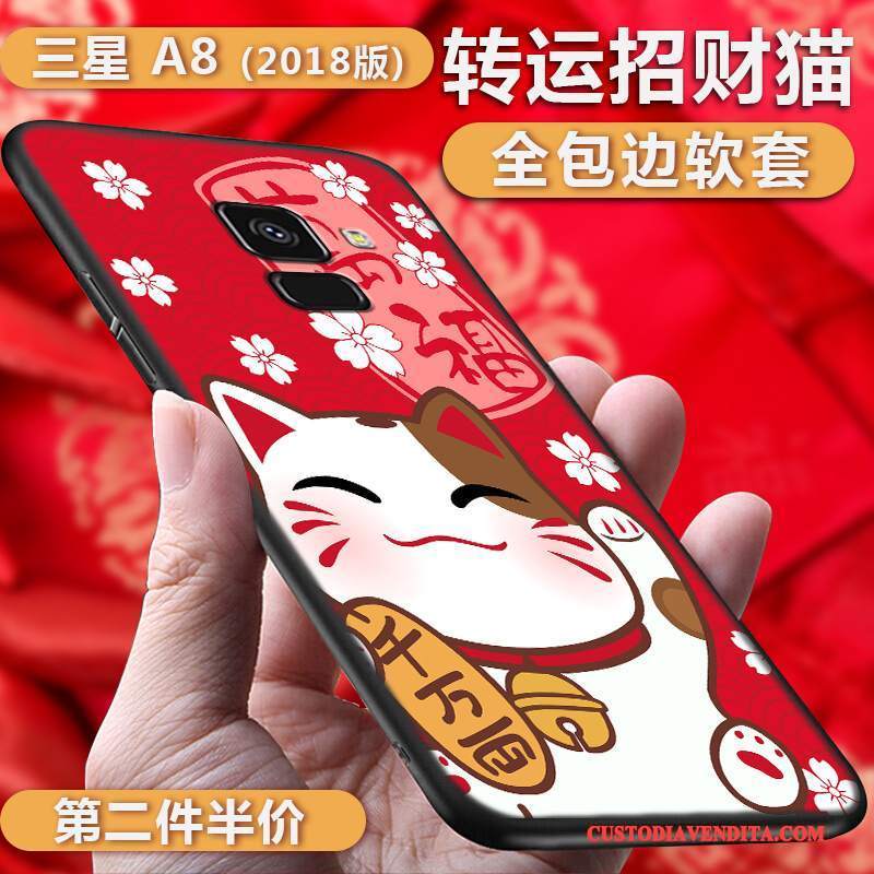 Custodia Samsung Galaxy A8+ Silicone Morbido Ricchezza, Cover Samsung Galaxy A8+ Protezione Telefono Rosso