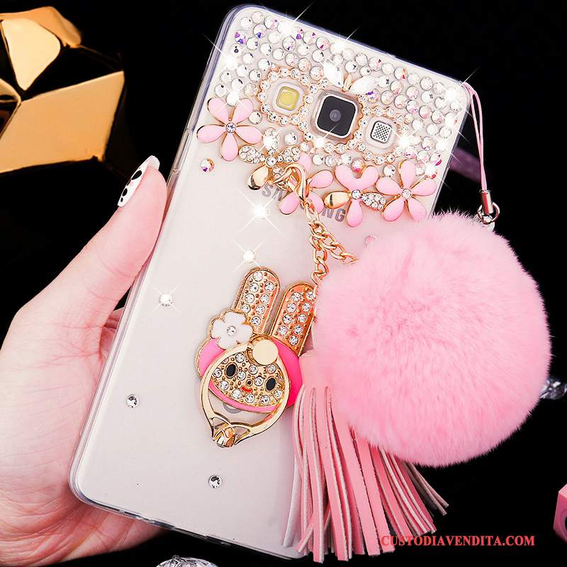 Custodia Samsung Galaxy A8 Strass Macchiati Difficile, Cover Samsung Galaxy A8 Morbido Rosa