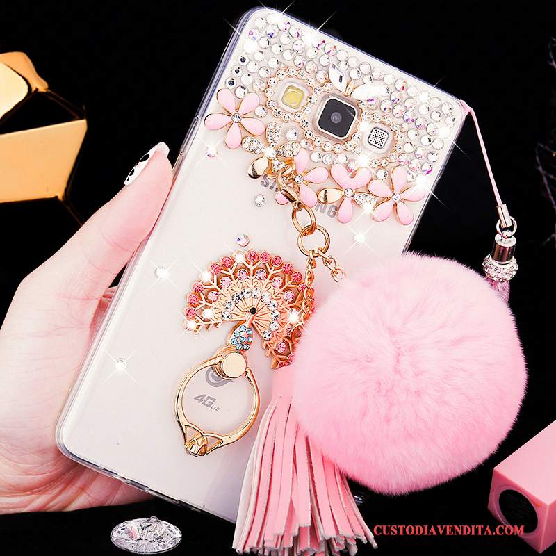 Custodia Samsung Galaxy A8 Strass Macchiati Difficile, Cover Samsung Galaxy A8 Morbido Rosa