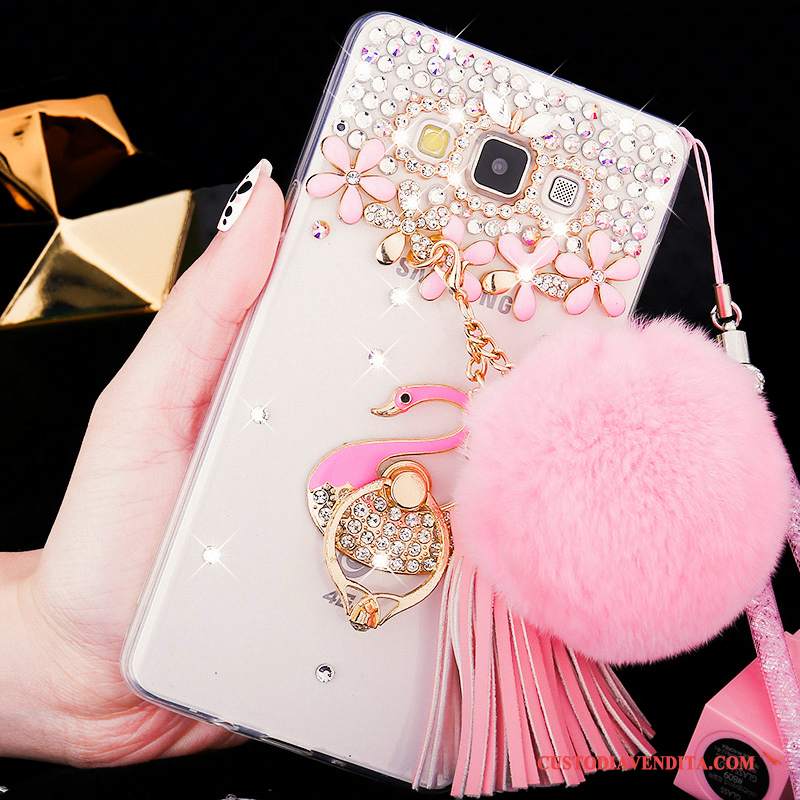 Custodia Samsung Galaxy A8 Strass Macchiati Difficile, Cover Samsung Galaxy A8 Morbido Rosa