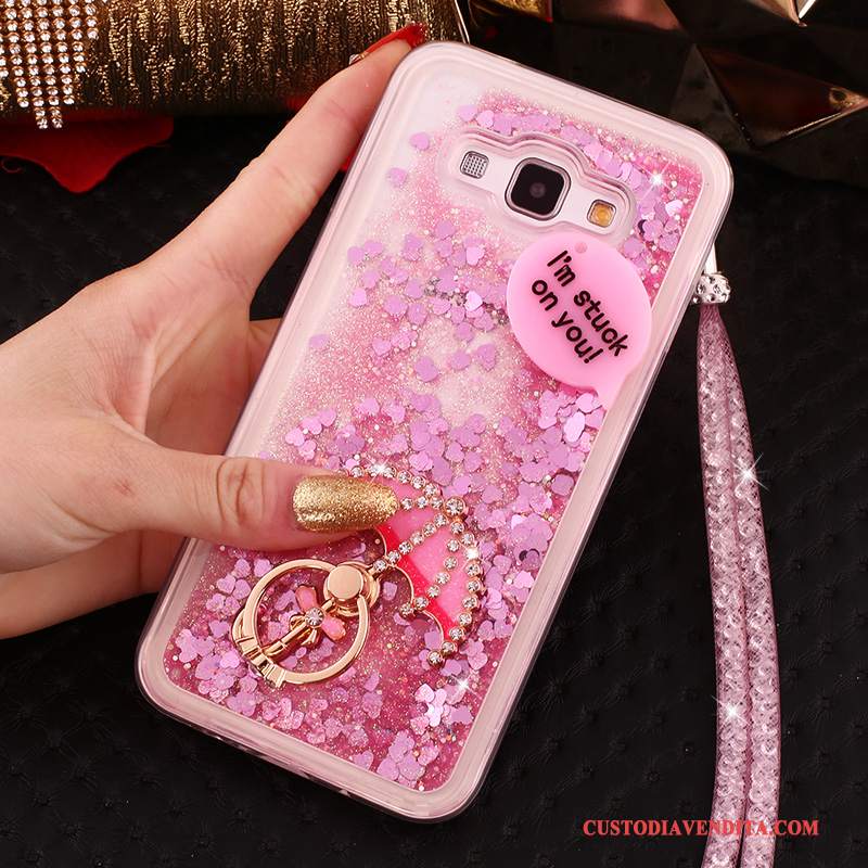 Custodia Samsung Galaxy A8 Strass Morbido Rosa, Cover Samsung Galaxy A8 Ornamenti Appesitelefono