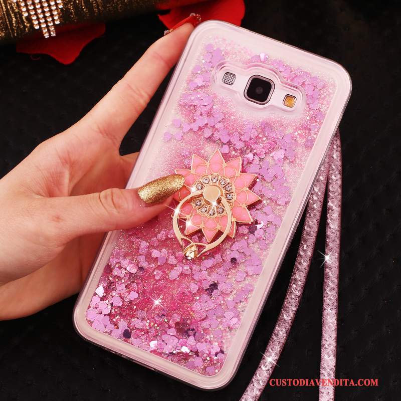 Custodia Samsung Galaxy A8 Strass Morbido Rosa, Cover Samsung Galaxy A8 Ornamenti Appesitelefono