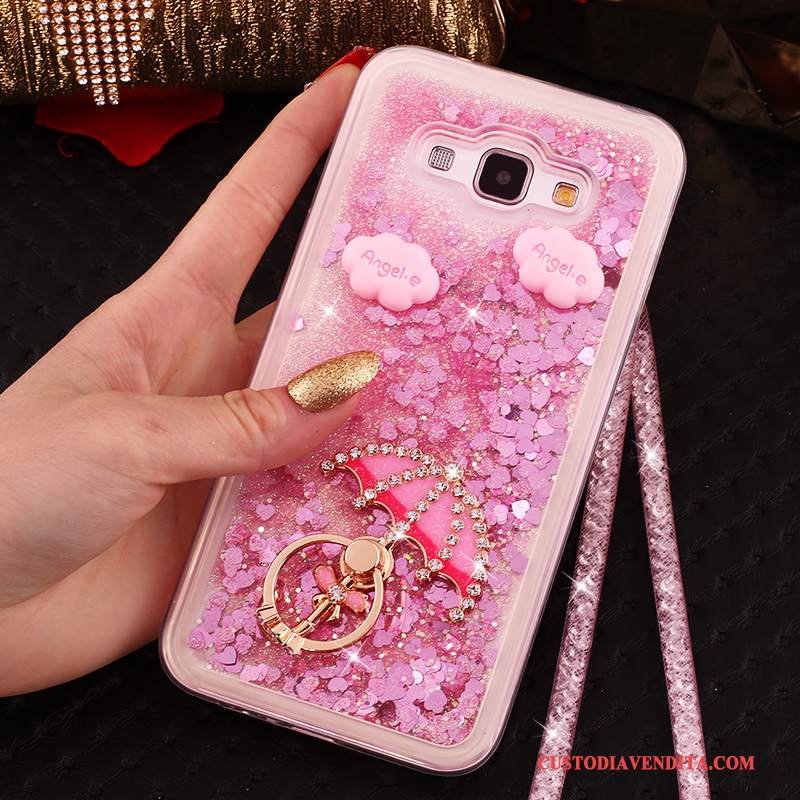 Custodia Samsung Galaxy A8 Strass Morbido Rosa, Cover Samsung Galaxy A8 Ornamenti Appesitelefono