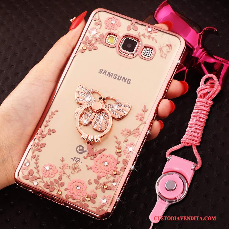 Custodia Samsung Galaxy A8 Strass Ornamenti Appesitelefono, Cover Samsung Galaxy A8 Oro Tendenza