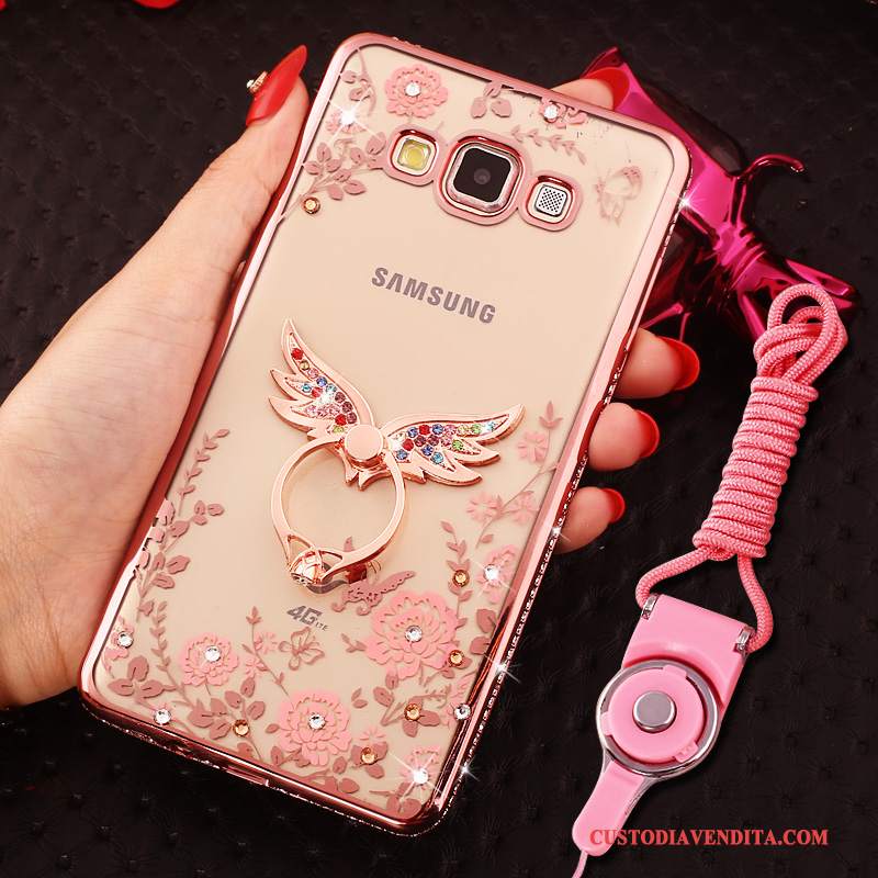 Custodia Samsung Galaxy A8 Strass Ornamenti Appesitelefono, Cover Samsung Galaxy A8 Oro Tendenza