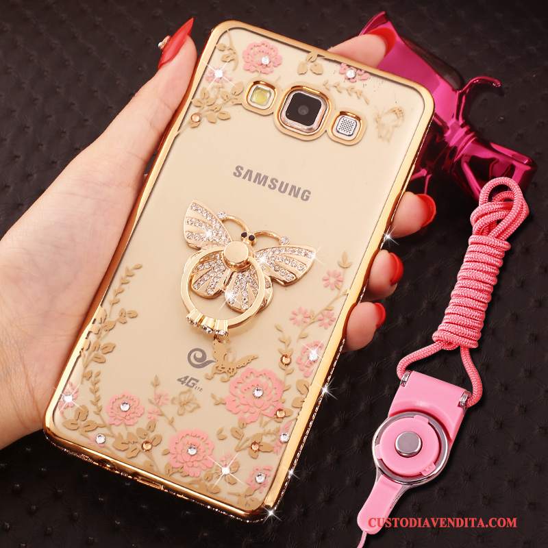 Custodia Samsung Galaxy A8 Strass Ornamenti Appesitelefono, Cover Samsung Galaxy A8 Oro Tendenza