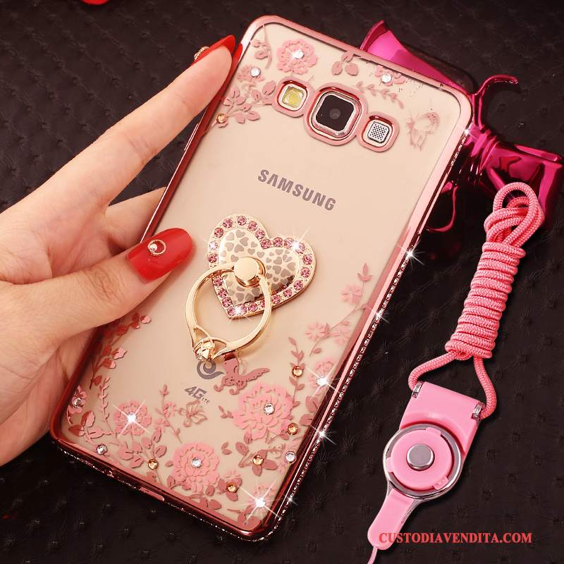 Custodia Samsung Galaxy A8 Strass Ornamenti Appesitelefono, Cover Samsung Galaxy A8 Oro Tendenza