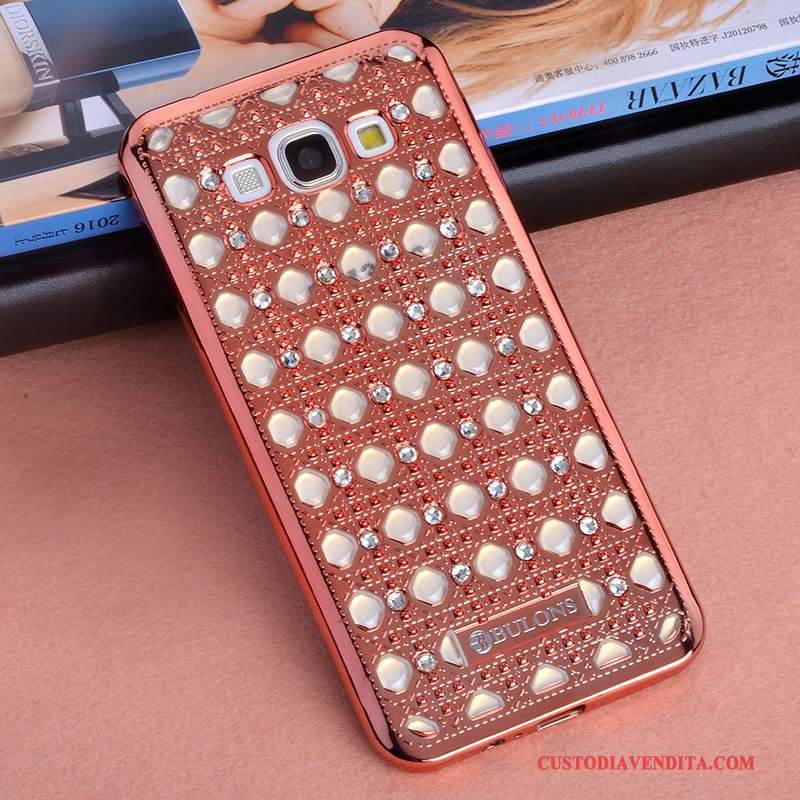 Custodia Samsung Galaxy A8 Strass Oro Ornamenti Appesi, Cover Samsung Galaxy A8 Silicone Telefono Morbido