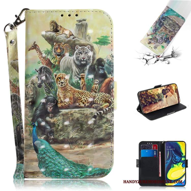 Custodia Samsung Galaxy A80 Folio Blutelefono, Cover Samsung Galaxy A80 Pelle