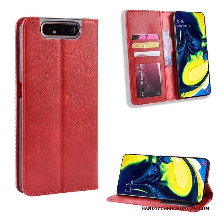 Custodia Samsung Galaxy A80 Folio Rosso Magnete Vicino, Cover Samsung Galaxy A80 Pelle