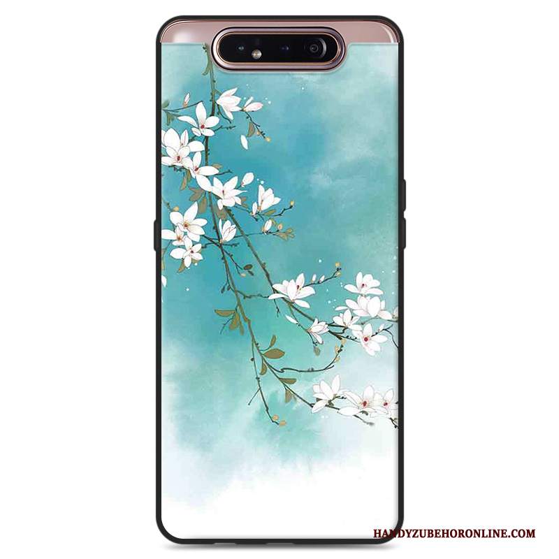 Custodia Samsung Galaxy A80 Protezione Arte Grigio, Cover Samsung Galaxy A80 Stile Cinese Fiori