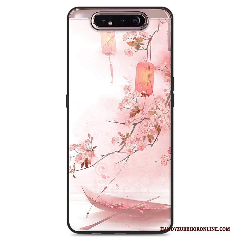 Custodia Samsung Galaxy A80 Protezione Arte Grigio, Cover Samsung Galaxy A80 Stile Cinese Fiori