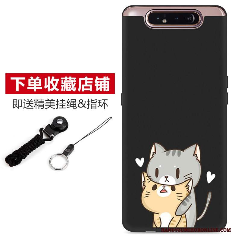 Custodia Samsung Galaxy A80 Protezione Nero Morbido, Cover Samsung Galaxy A80 Cartone Animato Bello Macchiati