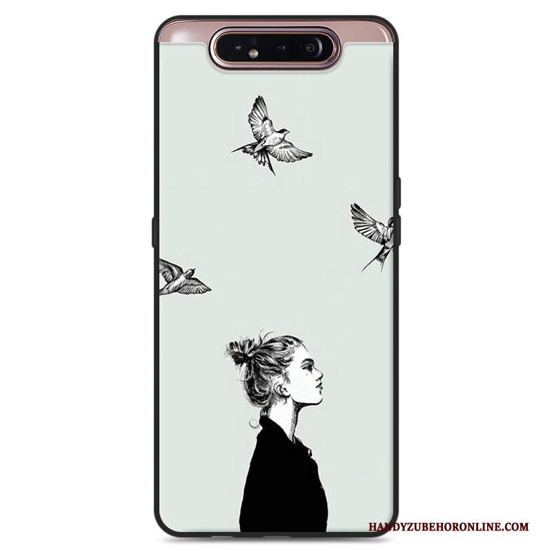 Custodia Samsung Galaxy A80 Silicone Di Personalità Morbido, Cover Samsung Galaxy A80 Grigio Amanti