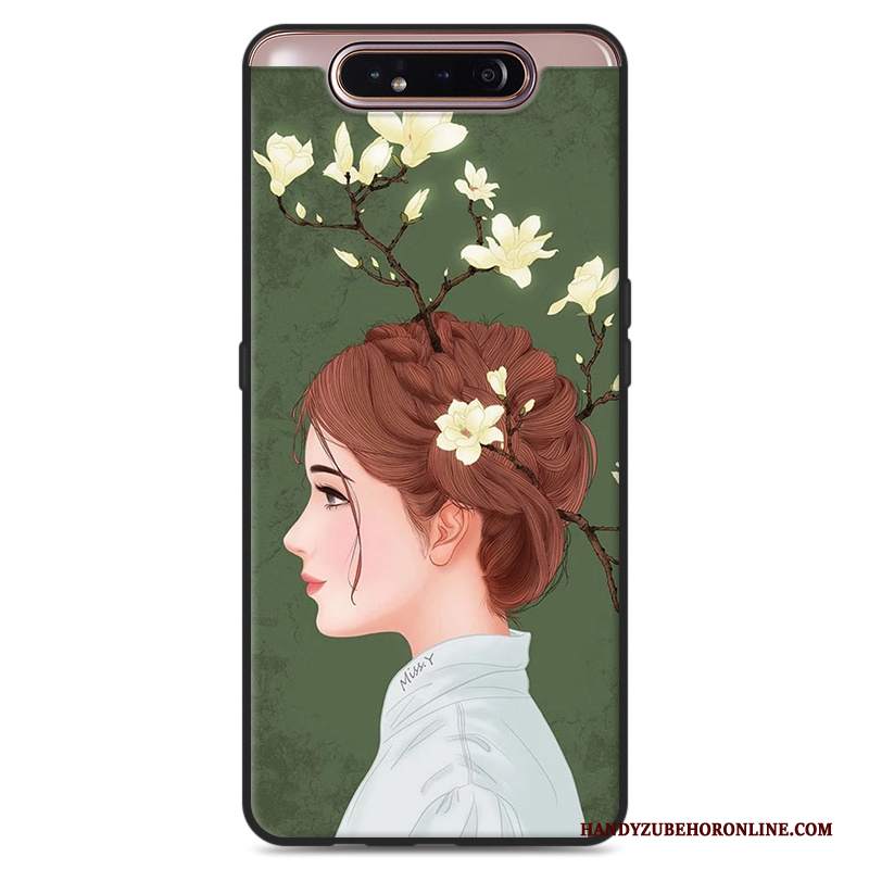 Custodia Samsung Galaxy A80 Silicone Ornamenti Appesi Vento, Cover Samsung Galaxy A80 Fresco Verde