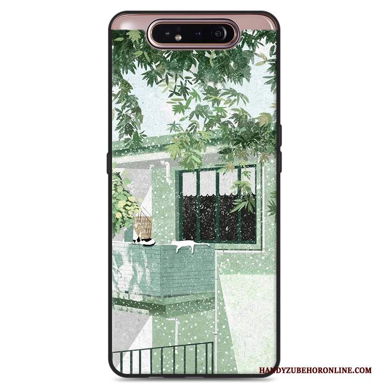 Custodia Samsung Galaxy A80 Silicone Ornamenti Appesi Vento, Cover Samsung Galaxy A80 Fresco Verde