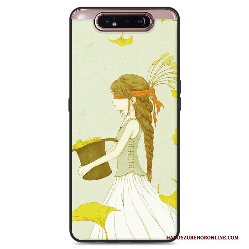 Custodia Samsung Galaxy A80 Silicone Ornamenti Appesi Vento, Cover Samsung Galaxy A80 Fresco Verde