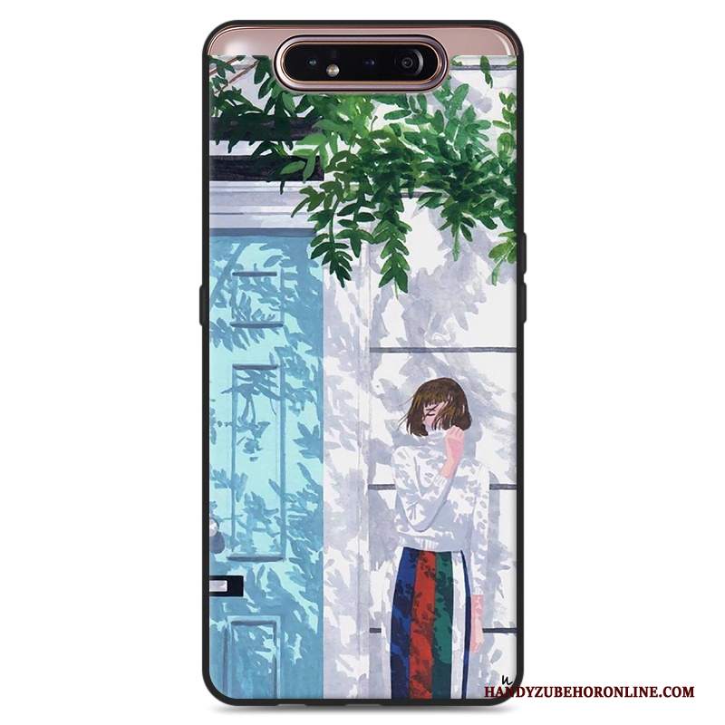 Custodia Samsung Galaxy A80 Silicone Ornamenti Appesi Vento, Cover Samsung Galaxy A80 Fresco Verde