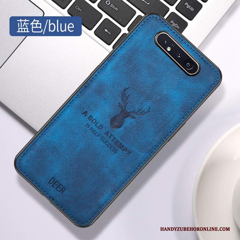 Custodia Samsung Galaxy A80 Vintage Nuovo Pellicola Protettiva, Cover Samsung Galaxy A80 Protezione Panno Blu