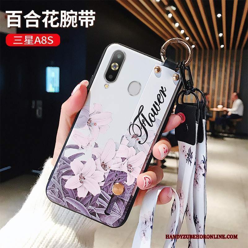 Custodia Samsung Galaxy A8s Silicone Anti-caduta Porpora, Cover Samsung Galaxy A8s Protezione Fresco Fiori