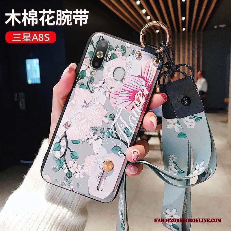 Custodia Samsung Galaxy A8s Silicone Anti-caduta Porpora, Cover Samsung Galaxy A8s Protezione Fresco Fiori