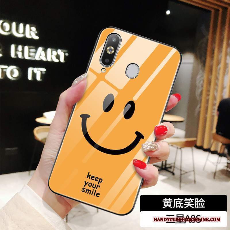 Custodia Samsung Galaxy A8s Silicone Specchio Smiley, Cover Samsung Galaxy A8s Cartone Animato Net Redtelefono