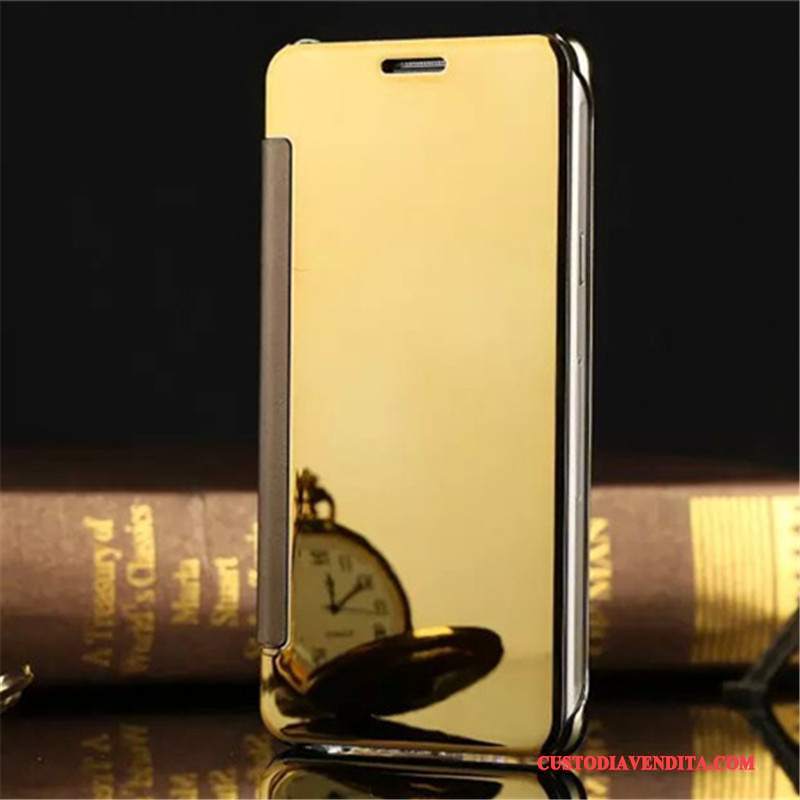 Custodia Samsung Galaxy A9 Protezione Oro Specchio, Cover Samsung Galaxy A9 Folio Telefono