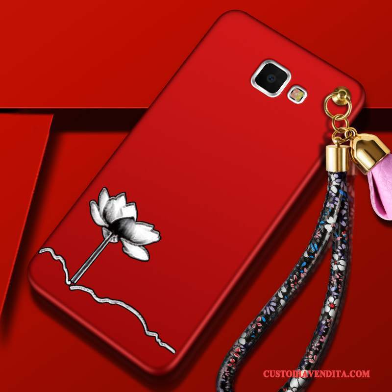 Custodia Samsung Galaxy A9 Silicone Rosso Ornamenti Appesi, Cover Samsung Galaxy A9 Protezione Tutto Incluso Alto