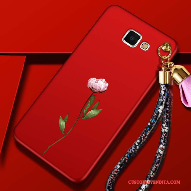 Custodia Samsung Galaxy A9 Silicone Rosso Ornamenti Appesi, Cover Samsung Galaxy A9 Protezione Tutto Incluso Alto