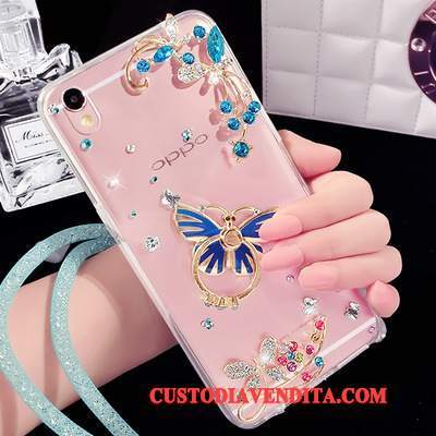 Custodia Samsung Galaxy A9 Strass Ornamenti Appesitelefono, Cover Samsung Galaxy A9 Silicone Blu Supporto