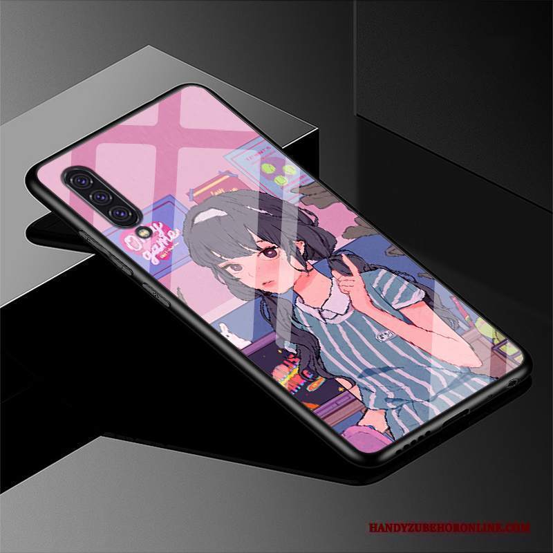 Custodia Samsung Galaxy A90 5g Cartone Animato Vetro Porpora, Cover Samsung Galaxy A90 5g Protezione Bello Fresco