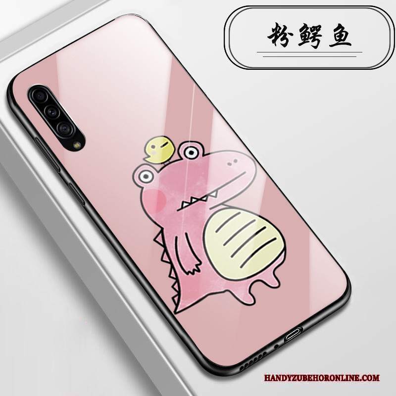 Custodia Samsung Galaxy A90 5g Cartone Animato Vetro Rosa, Cover Samsung Galaxy A90 5g Protezione Modello Coccodrillotelefono