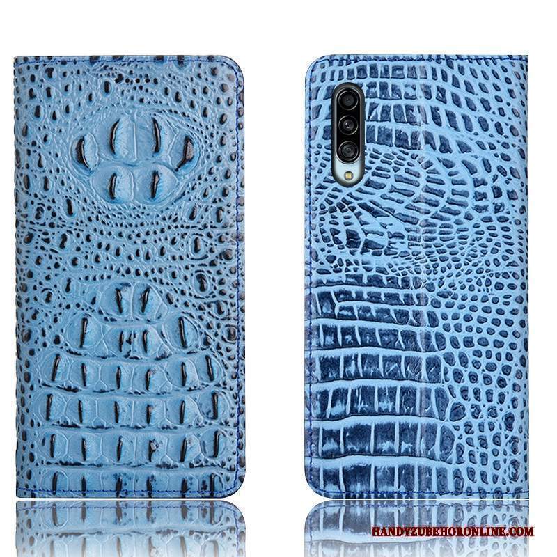 Custodia Samsung Galaxy A90 5g Pelle Telefono Anti-caduta, Cover Samsung Galaxy A90 5g Protezione Blu Modello Coccodrillo