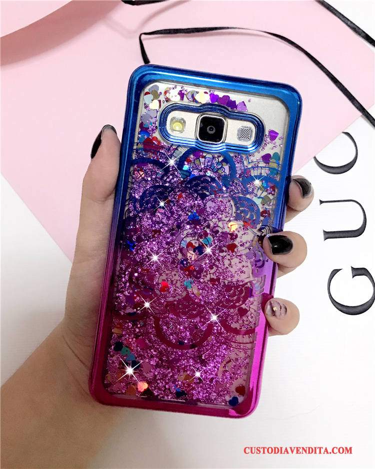 Custodia Samsung Galaxy J3 2015 Porpora Liquido, Cover Samsung Galaxy J3 2015 Blu Placcatura