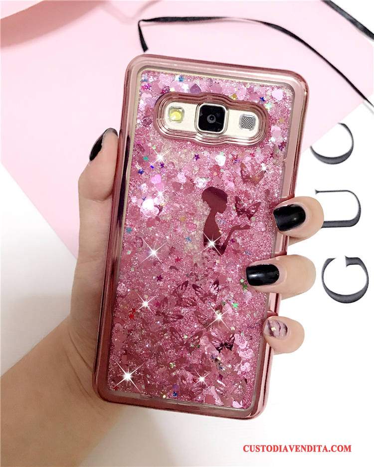 Custodia Samsung Galaxy J3 2015 Porpora Liquido, Cover Samsung Galaxy J3 2015 Blu Placcatura