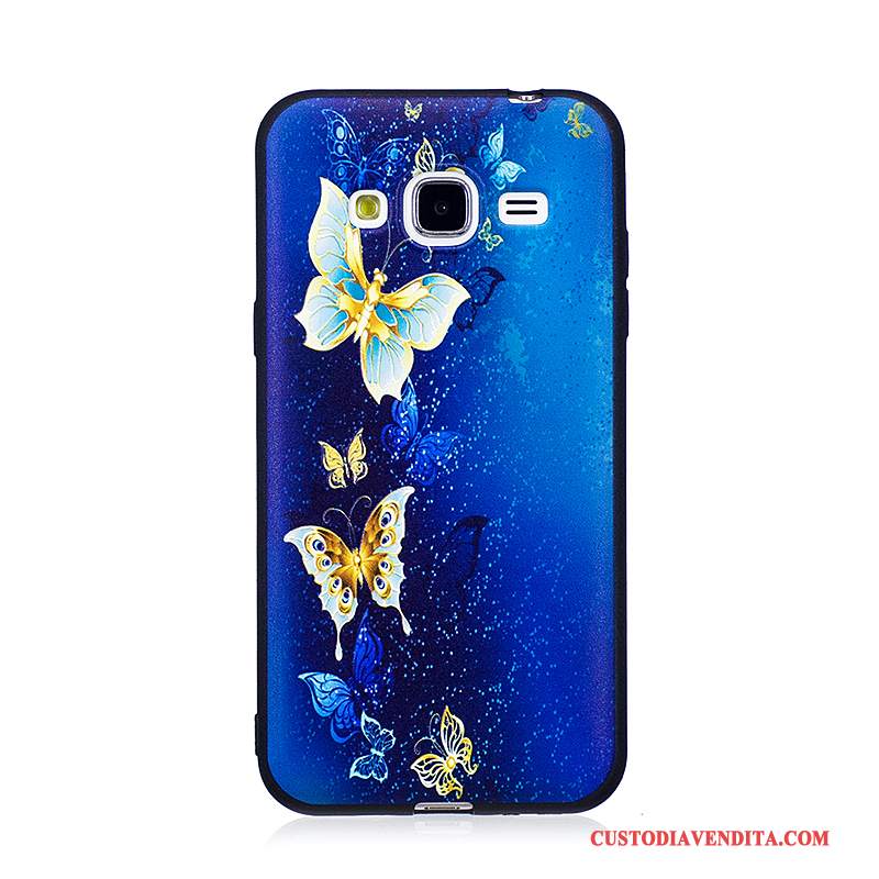 Custodia Samsung Galaxy J3 2016 Goffratura Blu Morbido, Cover Samsung Galaxy J3 2016 Colore Tendenzatelefono