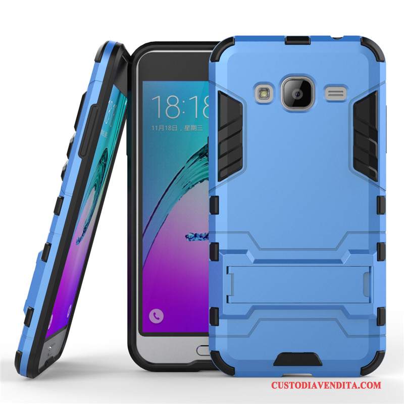 Custodia Samsung Galaxy J3 2016 Protezione Supportotelefono, Cover Samsung Galaxy J3 2016 Difficile Argento