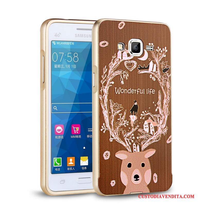 Custodia Samsung Galaxy J3 2016 Protezione Telaiotelefono, Cover Samsung Galaxy J3 2016 Oro Metallo