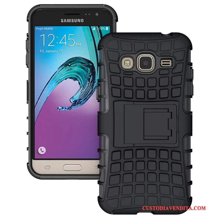 Custodia Samsung Galaxy J3 2016 Silicone Anti-caduta Nero, Cover Samsung Galaxy J3 2016 Protezione Supportotelefono