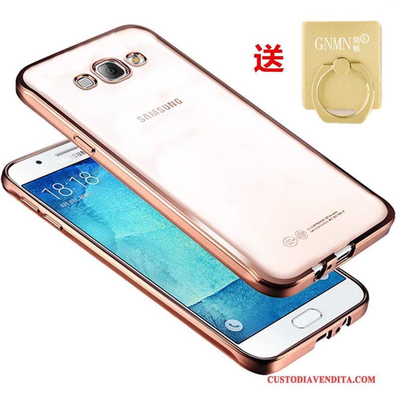 Custodia Samsung Galaxy J3 2016 Silicone Morbido Oro, Cover Samsung Galaxy J3 2016 Protezione Trasparente