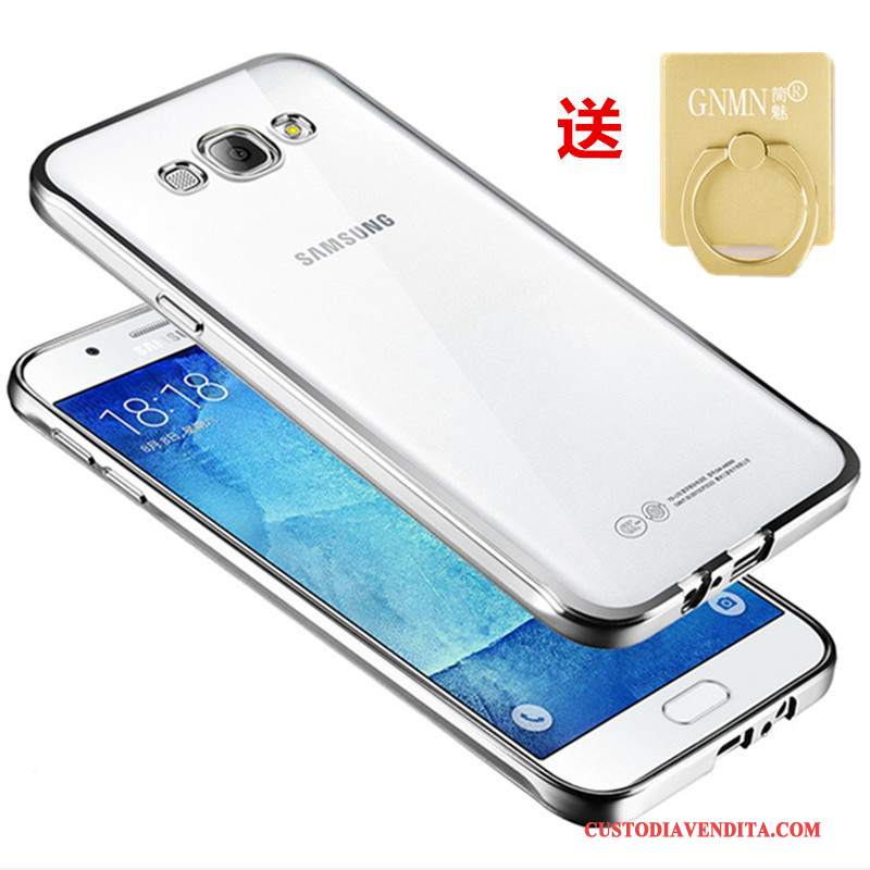 Custodia Samsung Galaxy J3 2016 Silicone Morbido Oro, Cover Samsung Galaxy J3 2016 Protezione Trasparente